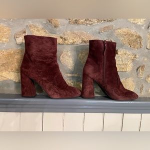 Stuart Weitzman “Chianti Velour” Suede Booties